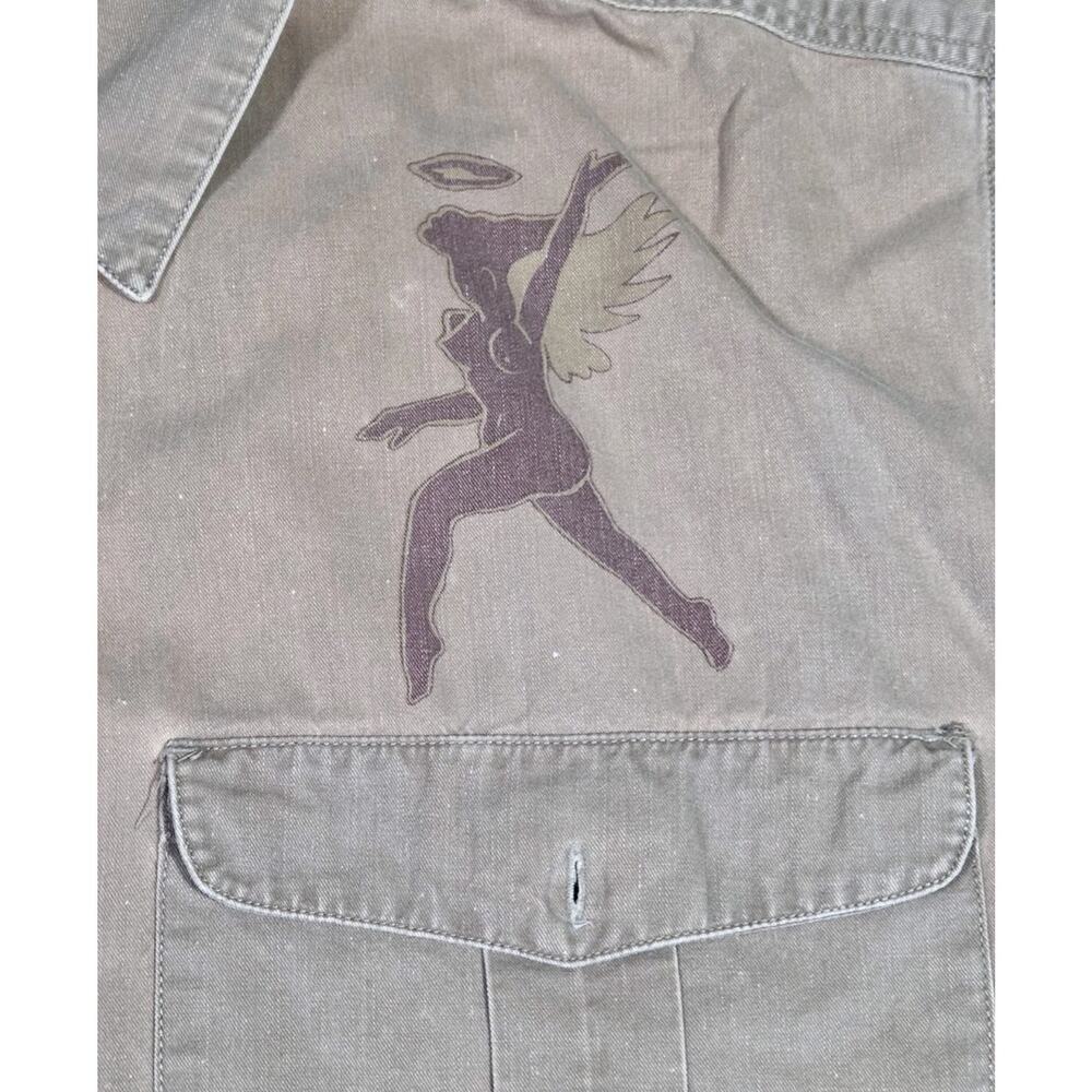 Vintage Avirex Shirt First Air Commando Group Military WW2 Angel 2XL Tan Lined - Picture 5 of 12